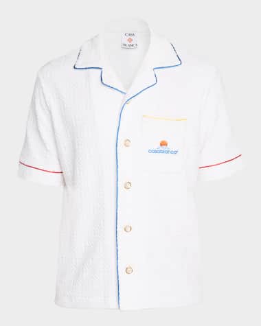 CASABLANCA Men's Towelling Monogram Short-Sleeve Shirt