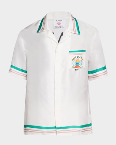 CASABLANCA Men's Silk Casa Way Short-Sleeve Shirt