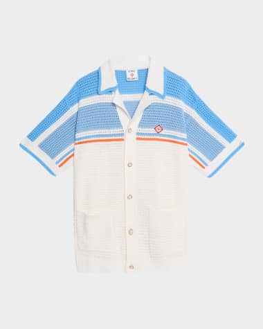 CASABLANCA Men's Faux Crochet Short-Sleeve Shirt