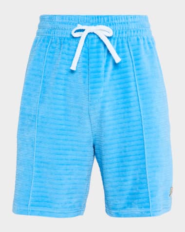 CASABLANCA Men's Velour Pintuck-Pleated Drawstring Shorts