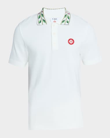 CASABLANCA Men's Laurel-Collar Cotton Polo Shirt
