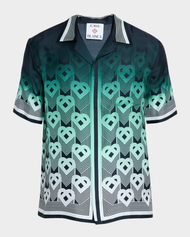 CASABLANCA Men's Silk Heart Monogram Short-Sleeve Shirt