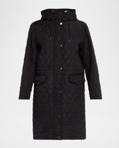 Burberry Hillgate Quilted Long Hooded Jacket
