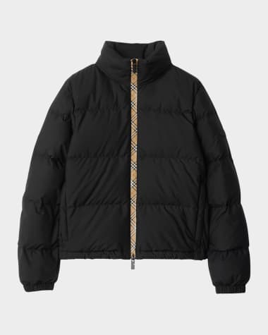 Burberry Ambleside Check Zipper Puffer Jacket With Hood