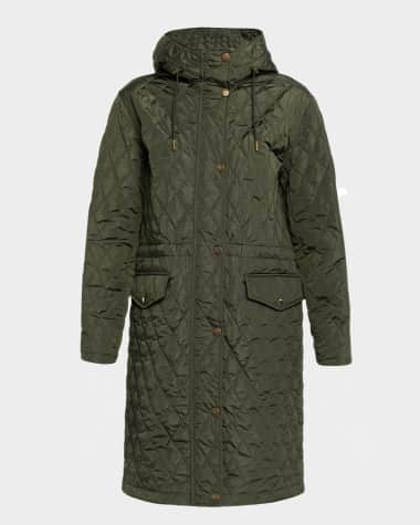 Burberry Hillgate Quilted Long Hooded Jacket