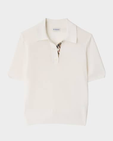 Burberry Check-Trim Short-Sleeve Knit Polo Shirt