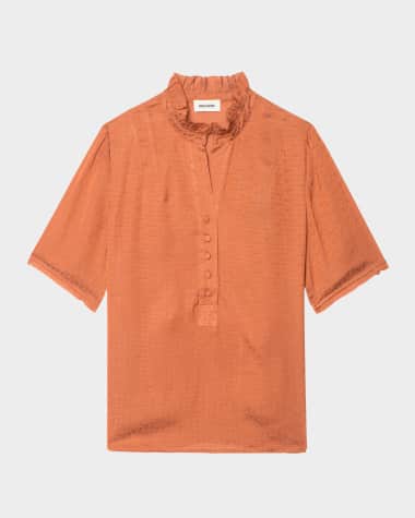 Zadig & Voltaire Topher Satin Monogram Blouse