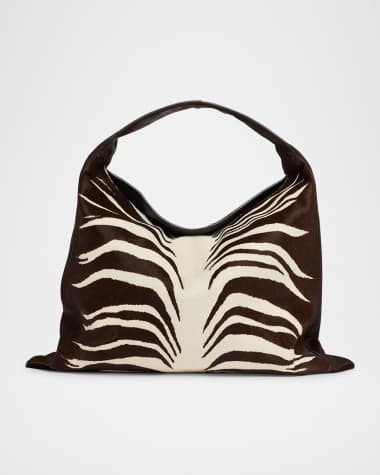 Bottega Veneta Hop Zebra-Print Calf Hair Shoulder Bag