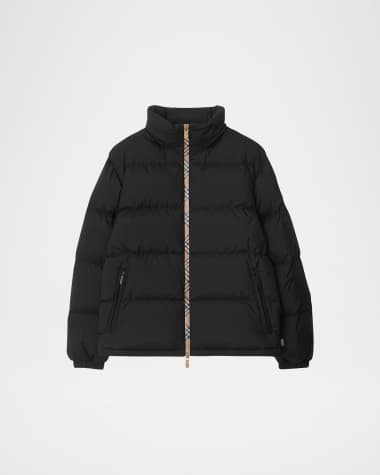 Burberry Men's Check-Zip Down Jacket