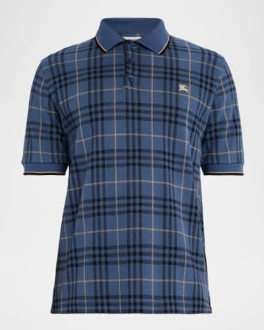 Burberry Men's Cotton Check EKD-Embroidered Polo Shirt