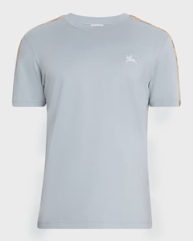 Burberry Men's Cotton Check Taping Crewneck T-Shirt