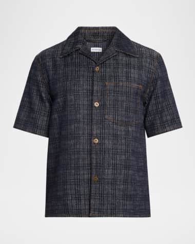 Burberry Men's Denim Check Short-Sleeve Shirt
