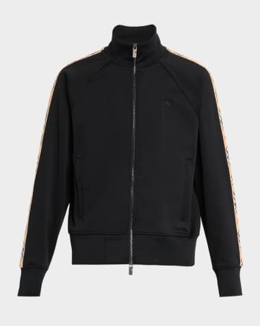 Burberry Men's Check-Trim Cotton Blend Track Jacket