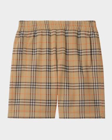 Burberry Men's Jersey Check Pull-On Shorts