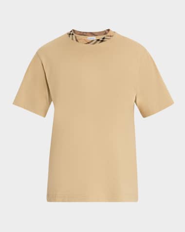 Burberry Men's Check-Trim Crewneck T-Shirt
