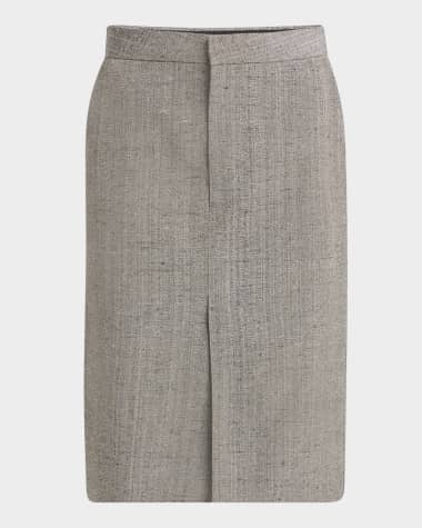 スカート BOTTEGA VENETA melange cappuccino wool skirt BOTTEGA VENETA Checked knitted wool midi skirt | NET-A-PORTER
