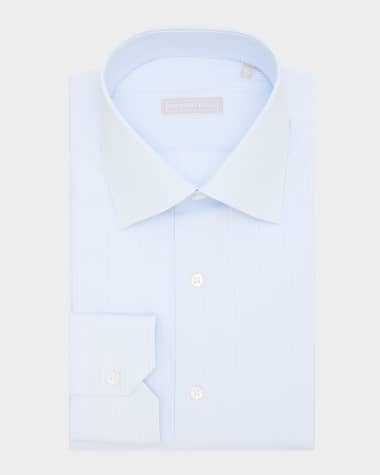 Stefano Ricci Men's Cotton Multi-Stripe Point Collar Dress Shirt