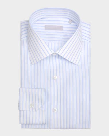 Stefano Ricci Men's Cotton Multi-Stripe Point Collar Dress Shirt