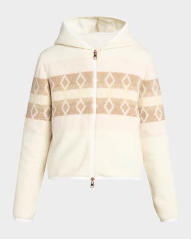 Moncler Hooded Argyle Zip Cardigan