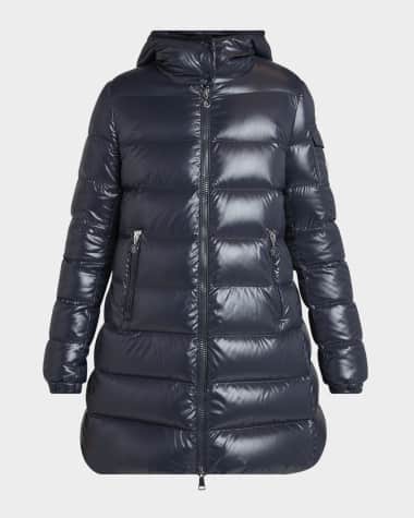 Moncler Courcelles Long Hooded Down Puffer Coat