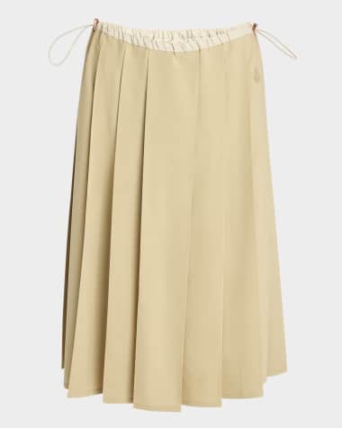 Moncler Pleated Drawstring Midi Skirt