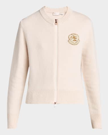 Moncler Wool-Cashmere Heart Patch Cardigan