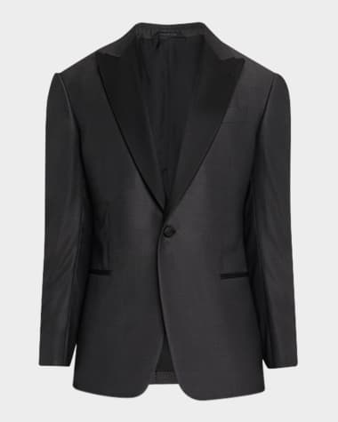 Giorgio Armani Men's Micro-Dot Silk Peak Lapel Tuxedo