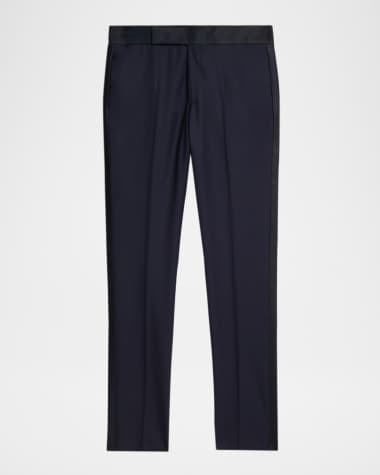 Giorgio Armani Men's Wool Satin-Trim Formal Pants