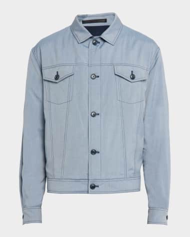 Giorgio Armani Men's Silk Denim Blouson Jacket