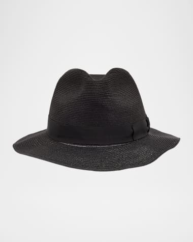 Giorgio Armani Men's Jute Ribbon-Band Fedora Hat