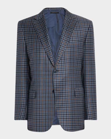 Brioni Men's Multi-Check Wool Single-Breasted Sport Coat