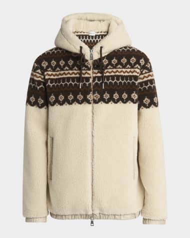 Moncler Men's Teddy Boucle Hooded Full-Zip Jacket
