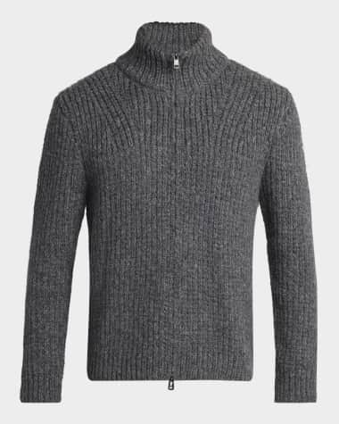 Moncler Men's Ribbed Full-Zip Sweater