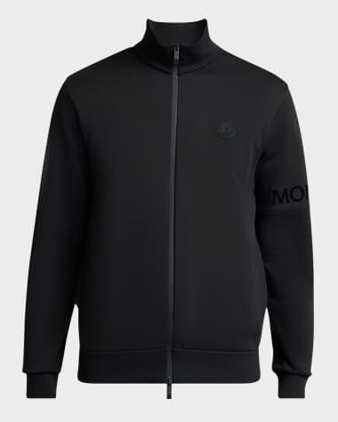 Moncler Men's Sleeve-Logo Fleece Full-Zip Jacket