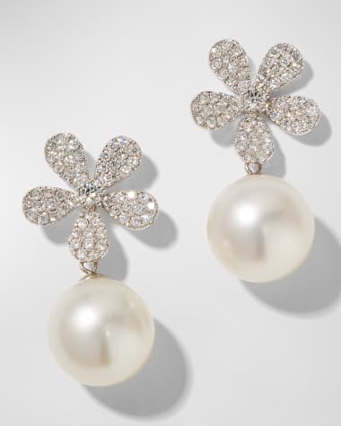 Belpearl Fleur White Diamond & Pearl Earrings
