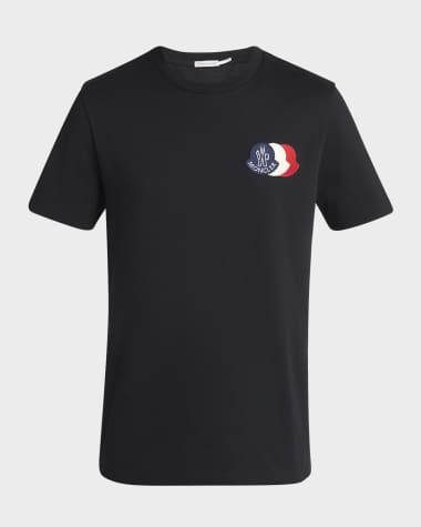 Moncler Men's Cotton Triple Logo Patch Crewneck T-Shirt