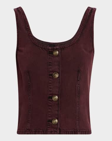 Rag & Bone Poppy Button-Front Denim Tank Top