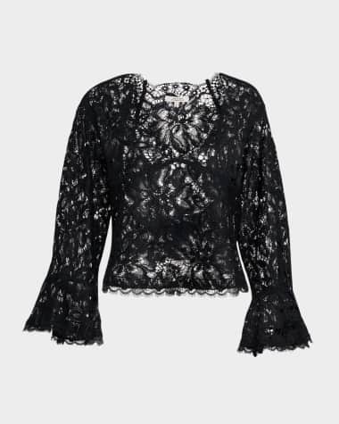 DOROTHEE SCHUMACHER Lacy Dream Cropped Flare-Sleeve Blouse