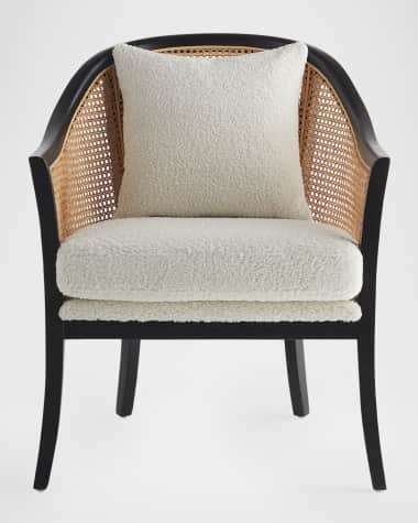 Renzo Boucle & Rattan Chair