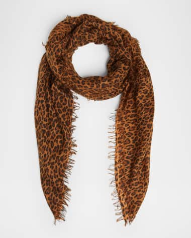 Isabel Marant Madicia Leopard-Print Cashmere and Wool Scarf