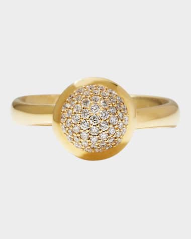 Tamara Comolli Bouton 18K Yellow Gold Pave Diamond Ring, Size 7
