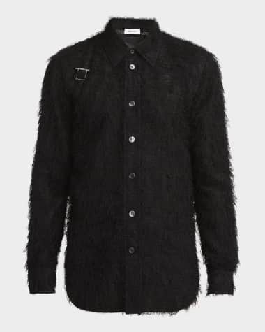 McQueen Men's Shredded Long-Sleeve Shirt