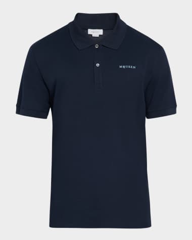 McQueen Men's Embroidered Logo Pique Polo Shirt