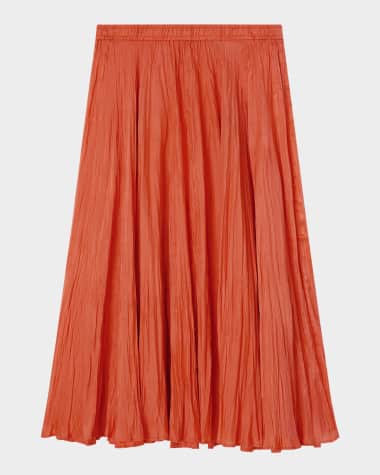 Joseph Sully Crinkled Habotai Silk Midi Skirt