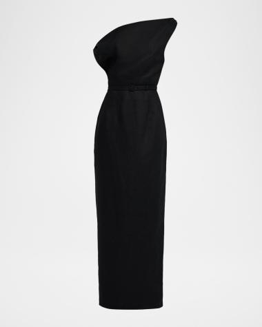 open lace back dress Marcella Women's Manhattan One Shoulder Midi Dress