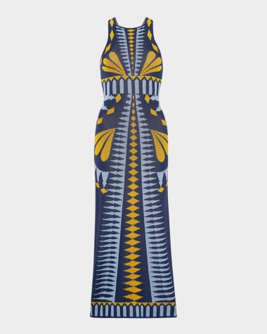 MISA Los Angeles Emery Butterfly Jacquard Knit Midi Dress