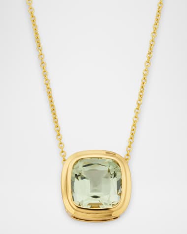 Goshwara Manhattan 18K Yellow Gold Prasiolite Cushion Pendant Necklace