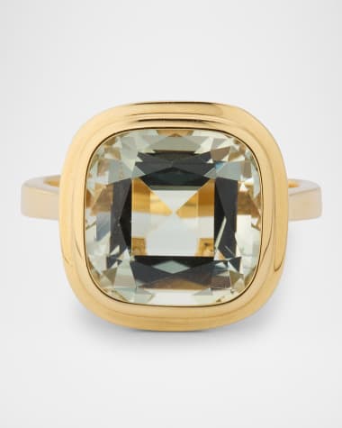 Goshwara Manhattan 18K Yellow Gold Prasiolite Cushion Ring