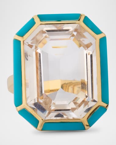 Goshwara Melange 18K Yellow Gold Rock Crystal Emerald Cut Ring