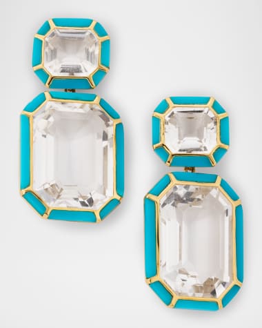 Goshwara Melange 18K Yellow Gold Rock Crystal Emerald Cut Earrings